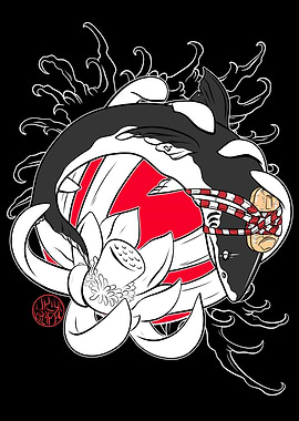 Japanese shark and lotus