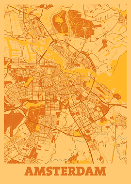 Amsterdam Sunset City Map