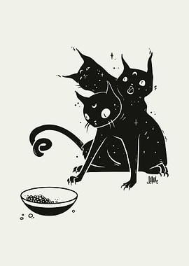 Three Headed Black Cat