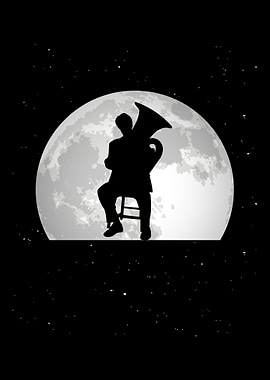 Tuba Player Moon Musician