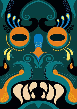 Tribal Mask Green Jaguar