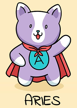 ZODIAC CUTE CAT ARIES