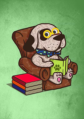 Nerdy dog reading