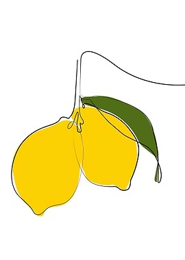 One line art lemon art