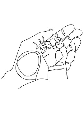 One Line Art Family Hand
