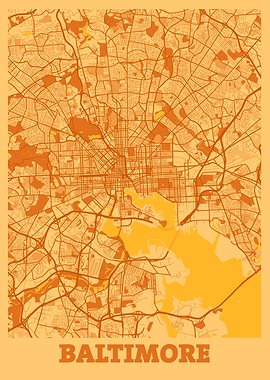 Baltimore Sunset City Map