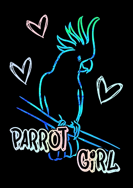Parrot Girl Neon Wall Art