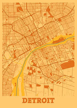 Detroit Sunset City Map