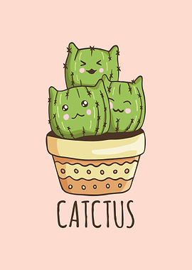 CUTE CAT SWEET CATCTUS