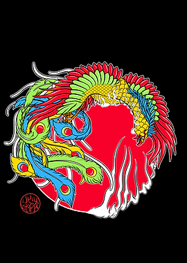 Japanese Phoenix and fire