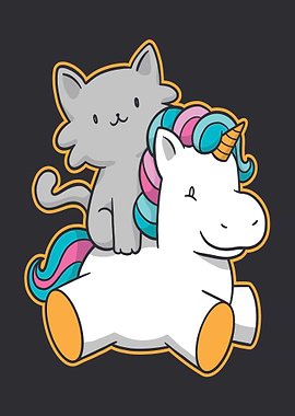 CUTE CAT RINDING UNICORN