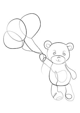 Tedy bear one line art