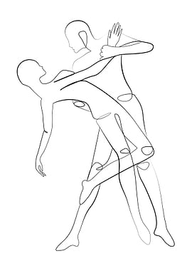 Couple dance one line art