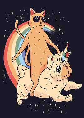 CUTE CAT RINDING UNIDOG