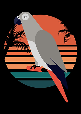 African Grey Parrot Retro