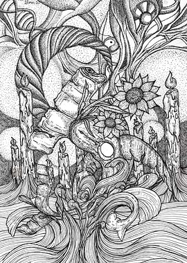 Art shark ink drawing