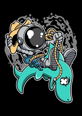 Astronaut Riding Shark