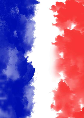 France Flag in watercolors