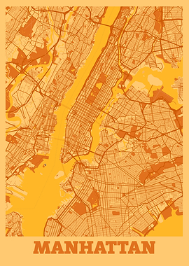 Manhattan Sunset City Map