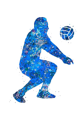 Volleyball player blue art