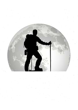 Hiker Moon Mountain Hiking