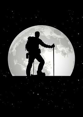 Hiker Moon Mountain Hiking