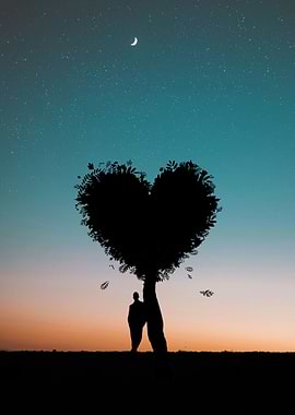 tree love people sunset