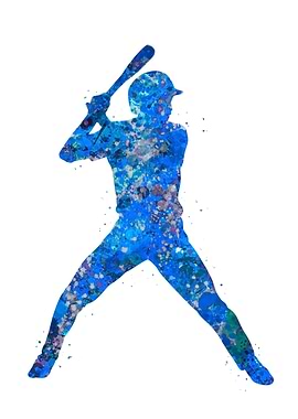 Baseball batting blue art