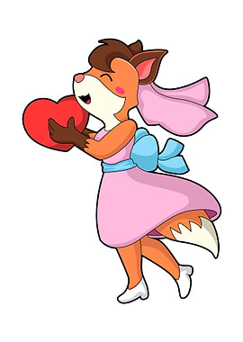 Fox Wedding Bride Heart