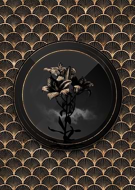 Shadowy Art Deco Fire Lily