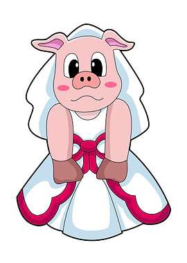 Pig Wedding Bride Veil