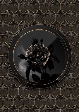 Art Deco Gold Shadowy Rose