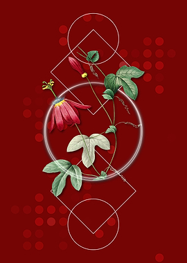 Vintage Red Passion Flower