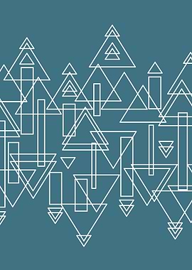 Geometric shapes with blue