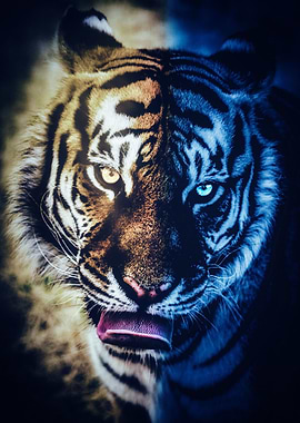 Tiger Night and Day Face