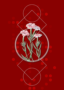 Geometric Tree Pink Flower