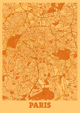 Paris Sunset City Map