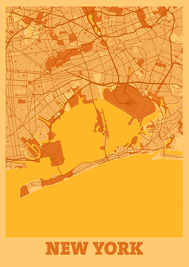 New York Sunset City Map