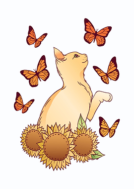 CUTE CAT SUNFLOWERS