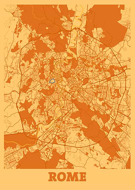 Rome Sunset City Map