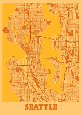 Seattle Sunset City Map