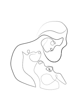 Women with pet one line