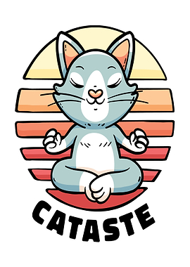 CUTE CAT NAMASTE RETRO