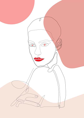 One line art woman