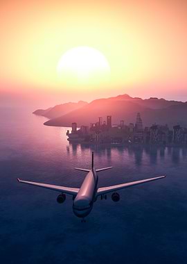 airplant water sunset beac