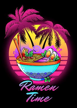 Synthwave Ramen Time Retro