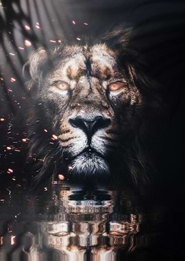 Golden King Lion in Jungle