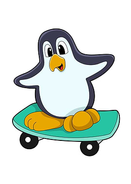 Penguin Skater Skateboard