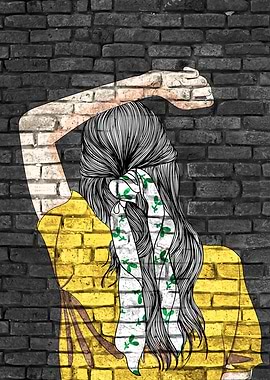 young woman Street Art