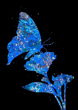 Butterfly flower blue art